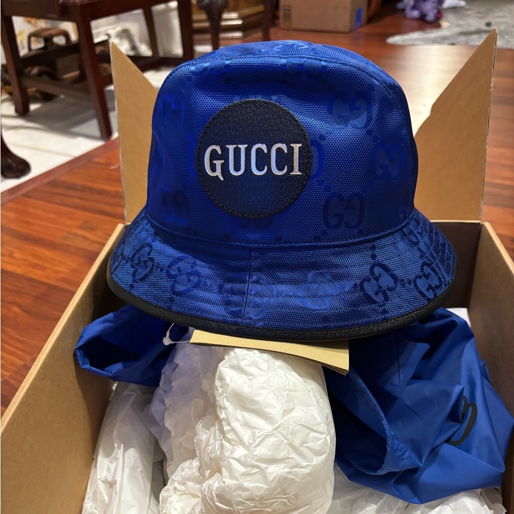 Gucci Royal Blue Monogram Bucket Hat